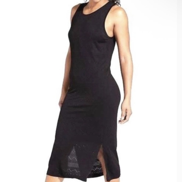 Athleta Dresses & Skirts - Athleta‎ Seamless Laser Cut Long Black Lined Midi Dress Size Medium